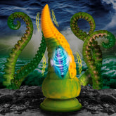 XR Brands Creature Cocks Monstropus 2.0 Vibrating Tentacled Monster Silicone Dildo Green/Yellow Vibrating Dildos